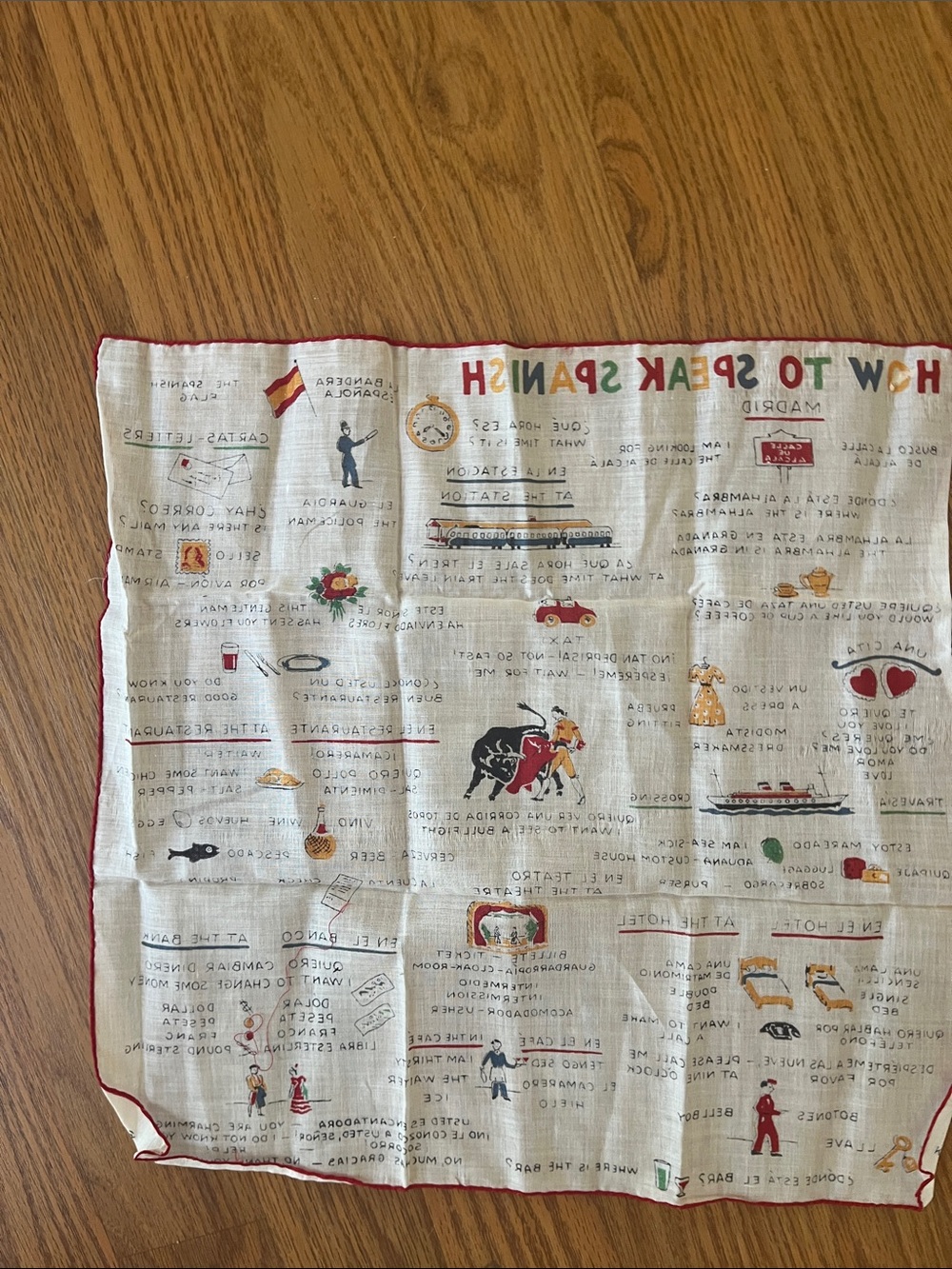 Vintage How to Speak Spanish 1940’s Silk Handkerchief by Franshaw 13” square - Picture 5 of 5